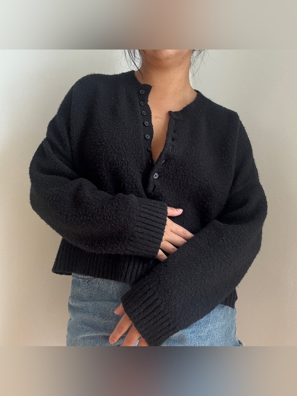 Classic Black Button-Up Women's Cardigan
